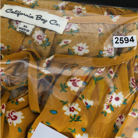 California Bay Co Floral Dress Hi Lo Hem Midi Yellow NWT Sz XL - Picture 9 of 9